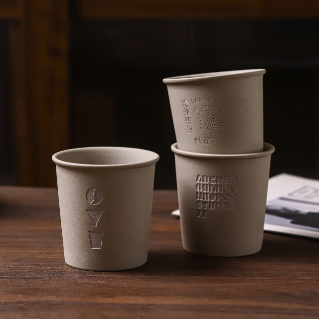 Minimalist Style Custom Engraved logo Paper Cup Shape Ceramic Coffee Cup 300ml Coffee Tea Milk Water Coffee Mugs