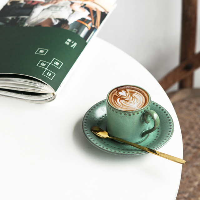 Japanese-Style Retro 75ml Ceramic Espresso Cup and Saucer Set High-End Exquisite 'Tribute to Morandi' Design for Parties