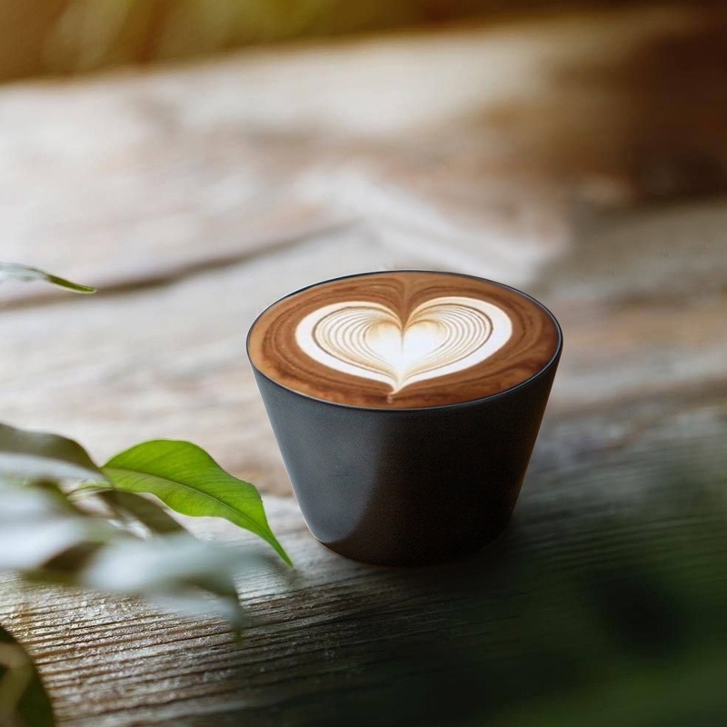 MSH Elegant 220ml Black & White Matte Ceramic Latte Cup Custom Logo for Home