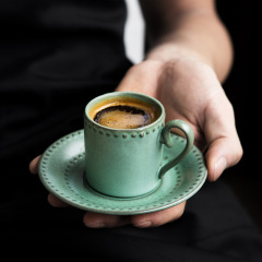 Japanese-Style Retro 75ml Ceramic Espresso Cup and Saucer Set High-End Exquisite 'Tribute to Morandi' Design for Parties