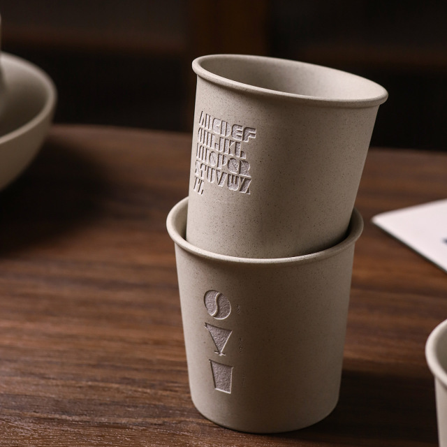 Minimalist Style Custom Engraved logo Paper Cup Shape Ceramic Coffee Cup 300ml Coffee Tea Milk Water Coffee Mugs