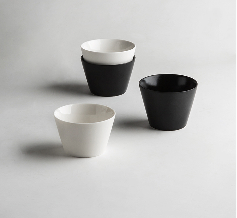 MSH Elegant 220ml Black & White Matte Ceramic Latte Cup Custom Logo for Home