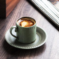 European Minimalist Beaded White Ceramic Teacup Set Elegant and Stylish Espresso Cup with Saucer Series