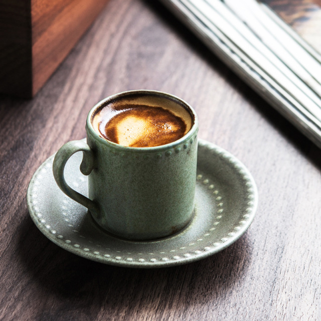 European Minimalist Beaded White Ceramic Teacup Set Elegant and Stylish Espresso Cup with Saucer Series