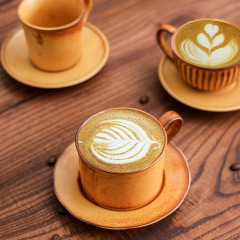 Hot - Selling Vintage Yellow Kiln - Fired American Ceramic Coffee Cup & Saucer Set, Luxury Mugs