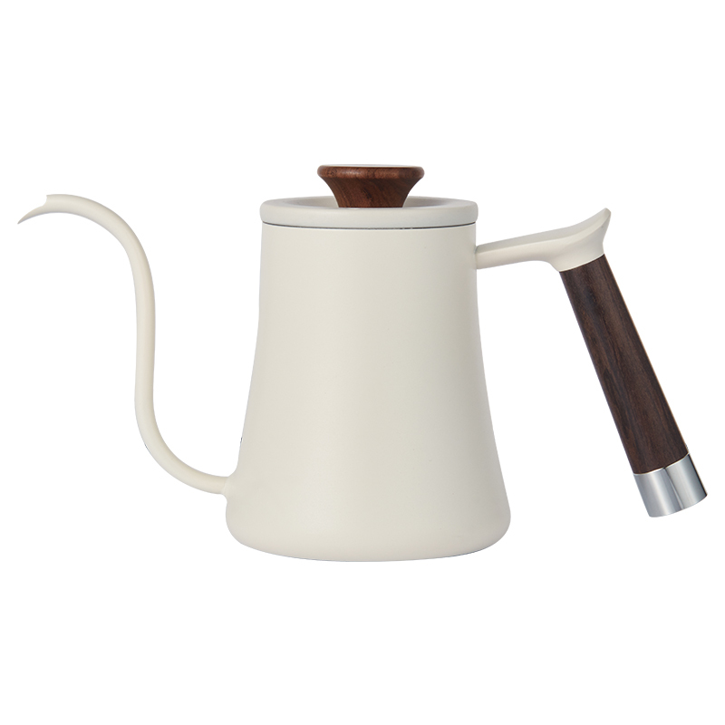 600ml 304 Stainless Steel Handmade Eco-Friendly Tea Kettle Coffee Pot with Long Wooden Handle