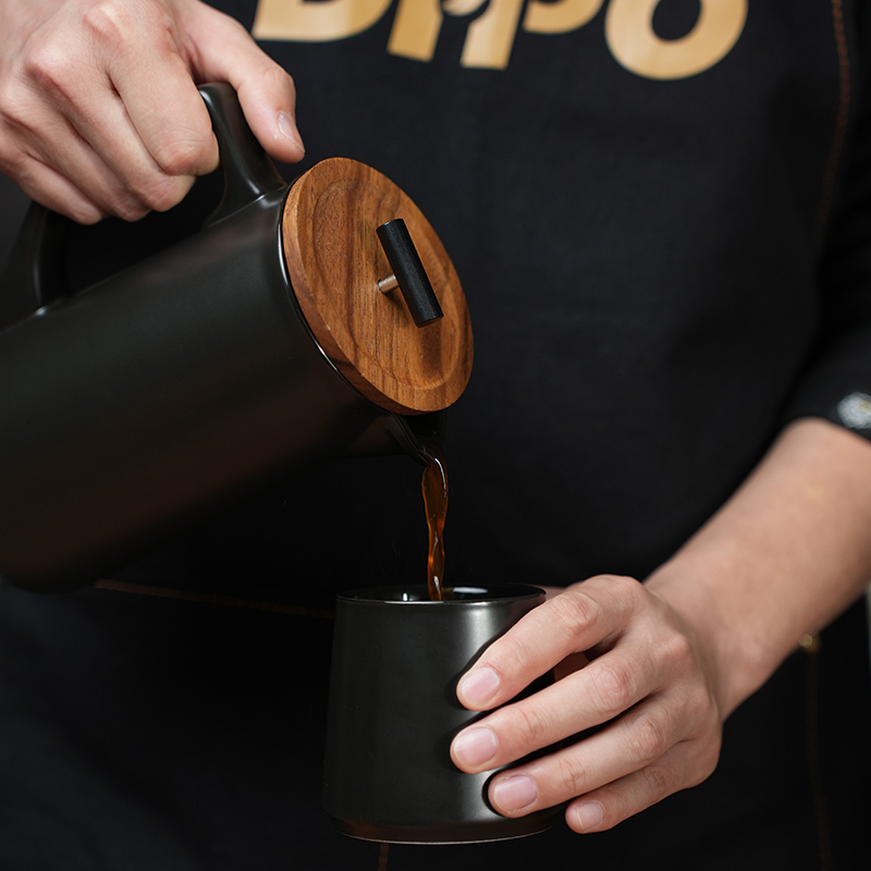 DHPO High-Fired Ceramic Porcelain French Coffee Press Maker with Lid Eco-Friendly 600ml Capacity Portable 304 SLS Filter