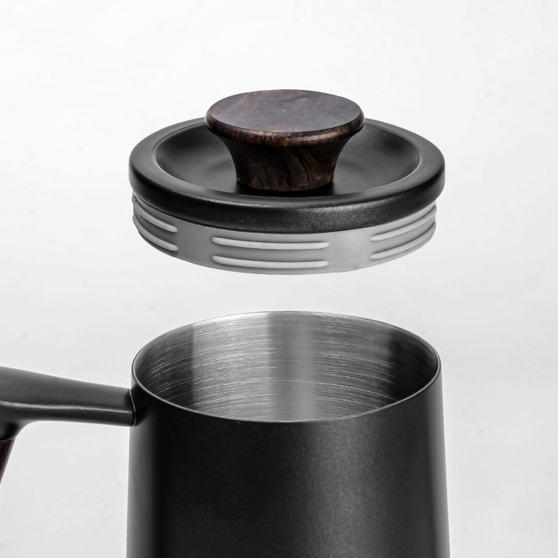 Liangyuan LY20241103 600ml Stainless Steel Modern Stocked Body Walnut Handle Gooseneck Pot Hand Brew Drip Pour Over Kettle