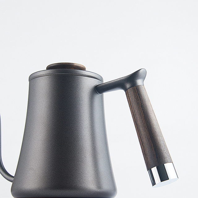 600ml 304 Stainless Steel Handmade Eco-Friendly Tea Kettle Coffee Pot with Long Wooden Handle