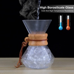Classic Series 600ml Vork Kettle with Lid Drip Stand 1-3 Wood Neck Glass Pour Over Coffee Maker