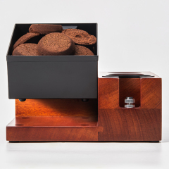 Solid Wood Coffee Tamping Station with Knock Box,CIRAY,Solid Wood Eco-Friendly Stocked Minimalist Coffee Tool Organizer Tamping Station with Knock Box