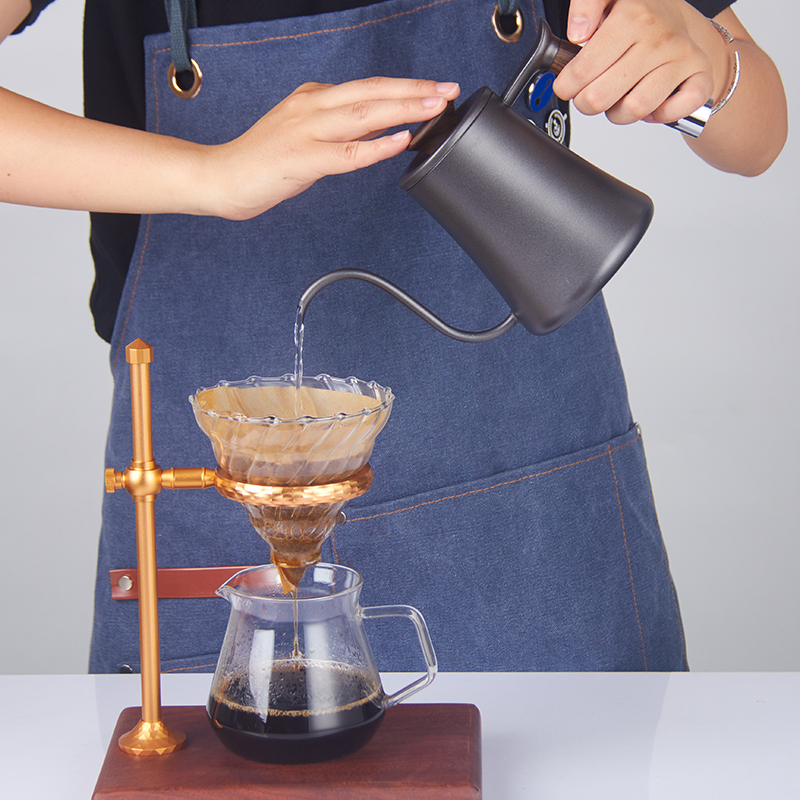 600ml 304 Stainless Steel Handmade Eco-Friendly Tea Kettle Coffee Pot with Long Wooden Handle