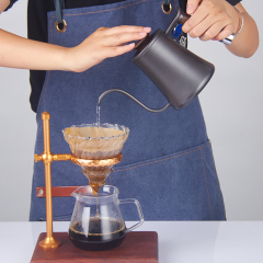 600ml 304 Stainless Steel Handmade Eco-Friendly Tea Kettle Coffee Pot with Long Wooden Handle