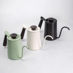 Liangyuan LY20241103 600ml Stainless Steel Modern Stocked Body Walnut Handle Gooseneck Pot Hand Brew Drip Pour Over Kettle