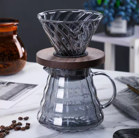 Wholesale Selling Diamond-shaped Smoke Borosilicate Poured in Glass Coffee Makers' Droppers and Filters