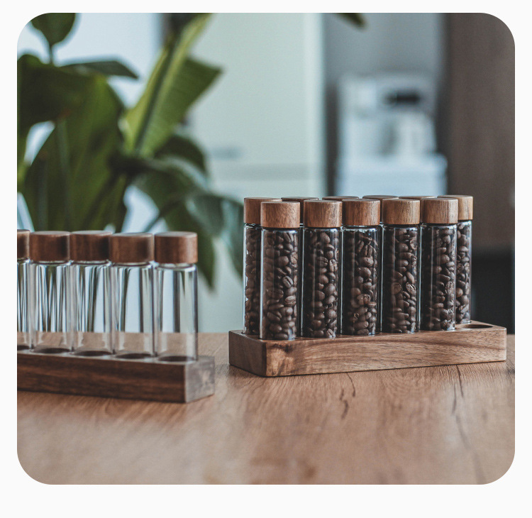 Coffee Bean Test Tubes Glass Circle Storage Container Display Rack with Stand Modern Single Dosing