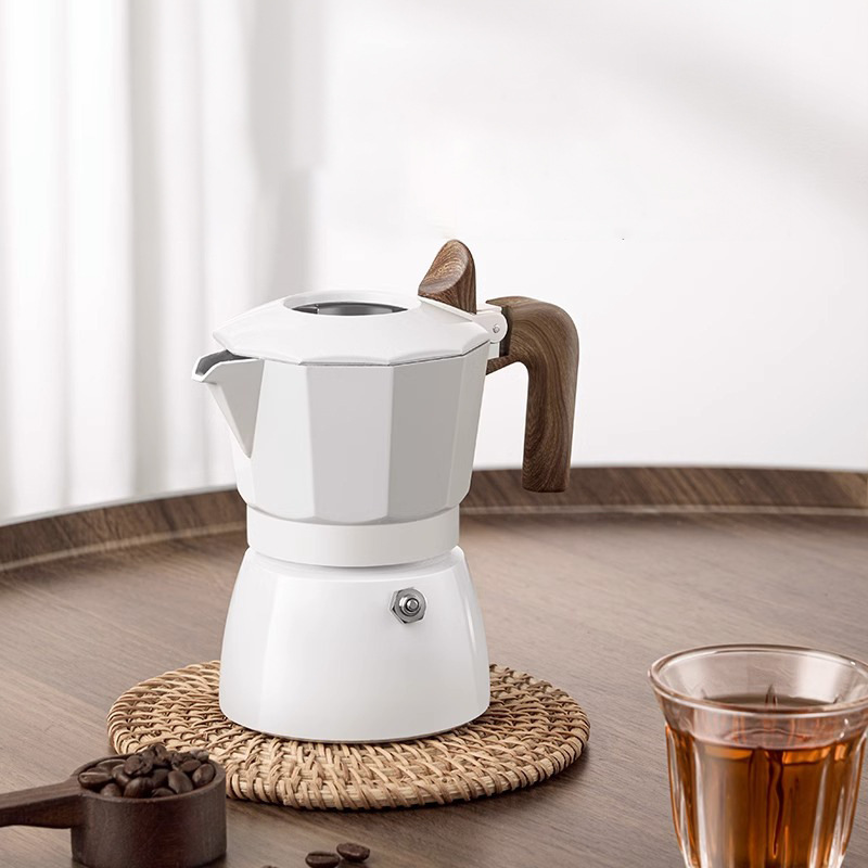 Italian-style 2-cup Aluminum Moka Pot Portable Espresso Maker Food-grade Double Valve for Coffee