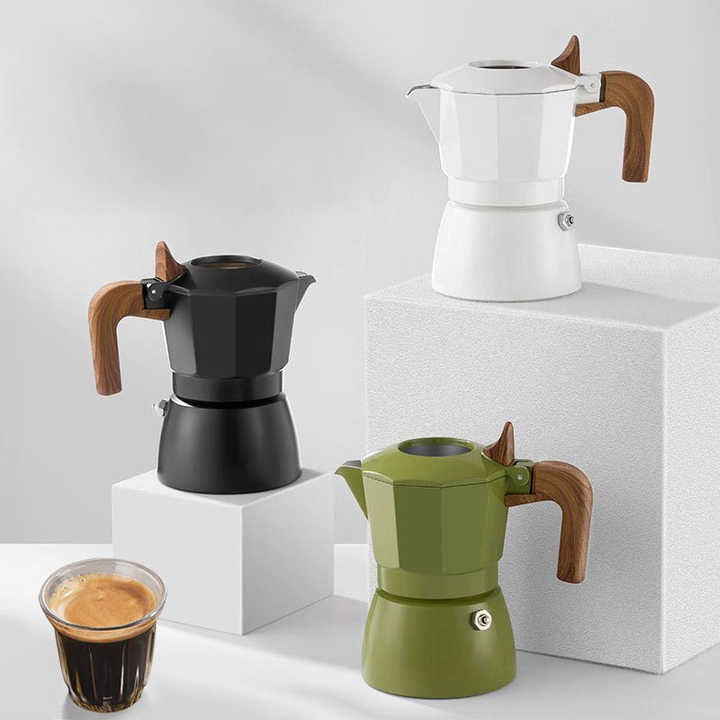Italian-style 2-cup Aluminum Moka Pot Portable Espresso Maker Food-grade Double Valve for Coffee