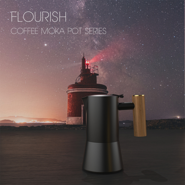 DHPO Stovetop Espresso Maker - Luxurious Italian Coffee Machine Maker Stainless Steel Moka Pot With Wooden Handle