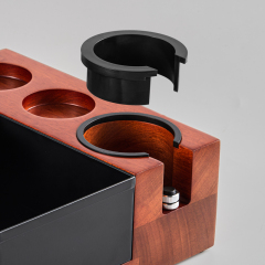 Solid Wood Coffee Tamping Station with Knock Box,CIRAY,Solid Wood Eco-Friendly Stocked Minimalist Coffee Tool Organizer Tamping Station with Knock Box
