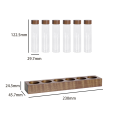 Tube for Coffee Beans 29.7*122.5mm,CIRAY,Round Bottom Borosilicate Glass Tube for Coffee Beans Spice Display with Airtight Wood Lid and Holder