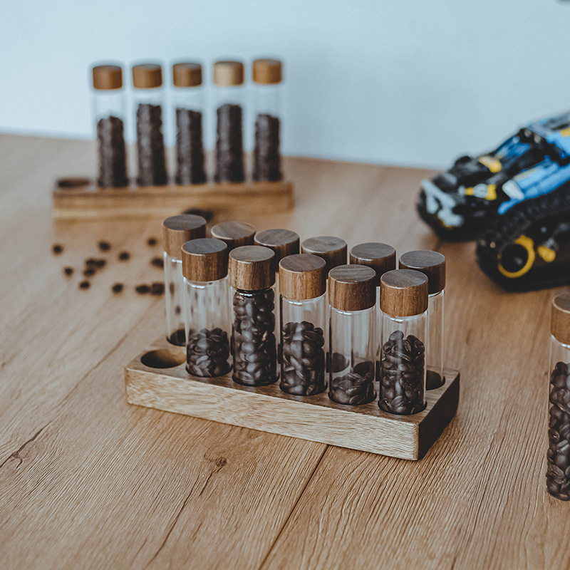 Coffee Bean Test Tubes Glass Circle Storage Container Display Rack with Stand Modern Single Dosing