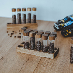 Coffee Bean Test Tubes Glass Circle Storage Container Display Rack with Stand Modern Single Dosing