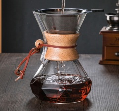Classic Series 600ml Vork Kettle with Lid Drip Stand 1-3 Wood Neck Glass Pour Over Coffee Maker