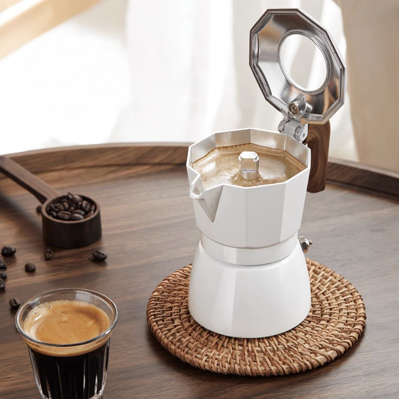 Italian-style 2-cup Aluminum Moka Pot Portable Espresso Maker Food-grade Double Valve for Coffee