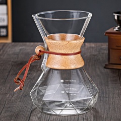 Classic Series 600ml Vork Kettle with Lid Drip Stand 1-3 Wood Neck Glass Pour Over Coffee Maker