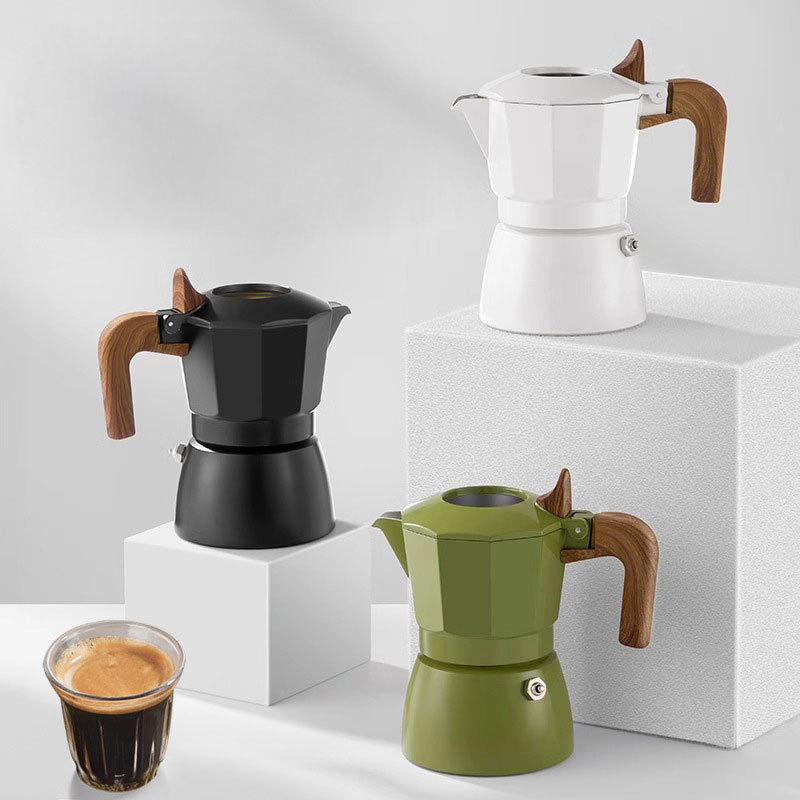 Italian-style 2-cup Aluminum Moka Pot Portable Espresso Maker Food-grade Double Valve for Coffee