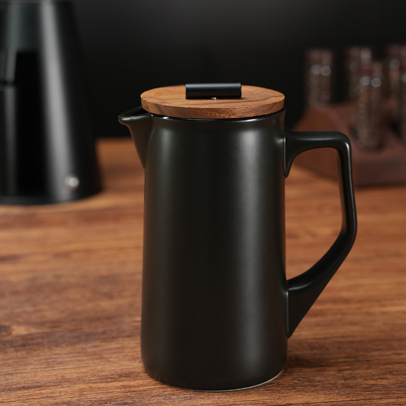 DHPO High-Fired Ceramic Porcelain French Coffee Press Maker with Lid Eco-Friendly 600ml Capacity Portable 304 SLS Filter