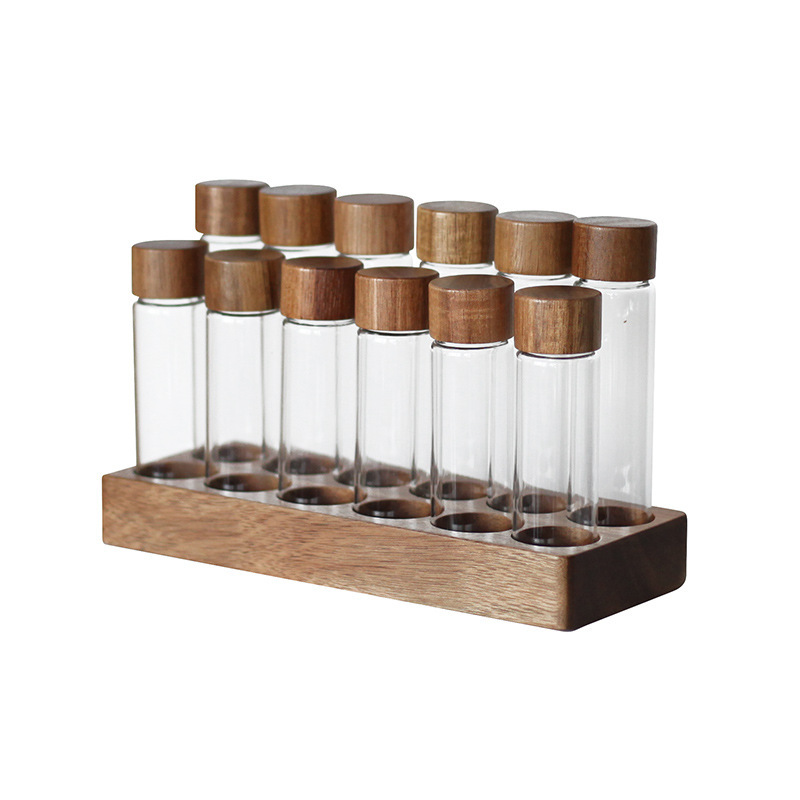 Coffee Bean Test Tubes Glass Circle Storage Container Display Rack with Stand Modern Single Dosing