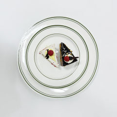 Green Rim Round Restaurant Porcelain Plates Set Modern Design High Quality Dishwasher & Microwave Safe Food Grade Guangdong Made