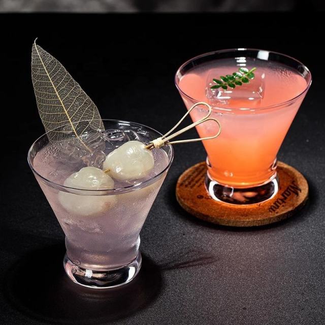 Martini Cocktail Glasses 245ml,CIRAY,Borosilicate Vintage Stemless martini Glass V Shape Juice Ice Cream Cups Mini Champagne Cocktail Martini Glasses for Party Bar