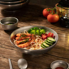 18-24cm Eco-Friendly Snowflake Gray Tableware 304 Stainless Steel Ramen Bowls Kitchen Salad Mixing Soup Bowl