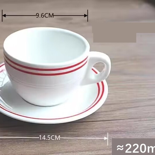Ceramic Double-Walled Coffee Cup Saucer Set Hong Kong-Style Solid Color Modern Simple Design Sturdy Afternoon Tea Restaurant Use