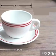 Ceramic Double-Walled Coffee Cup Saucer Set Hong Kong-Style Solid Color Modern Simple Design Sturdy Afternoon Tea Restaurant Use