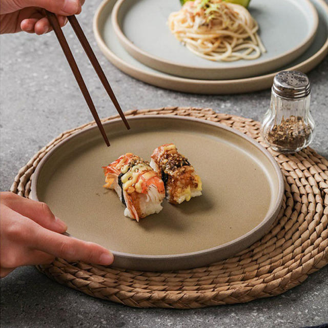 Coarse Pottery Tableware Japanese Western Food Plate Vintage Steak Plates Household Dish Plate Restaurant Hotel Pasta Plate