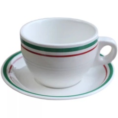 Ceramic Double-Walled Coffee Cup Saucer Set Hong Kong-Style Solid Color Modern Simple Design Sturdy Afternoon Tea Restaurant Use