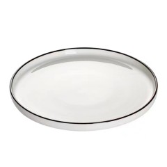 Modern Luxury Bone China Ceramic Plate Sets Cheap Wholesale Porcelain Dinnerware with Black Rim Plant Pattern for Restaurants