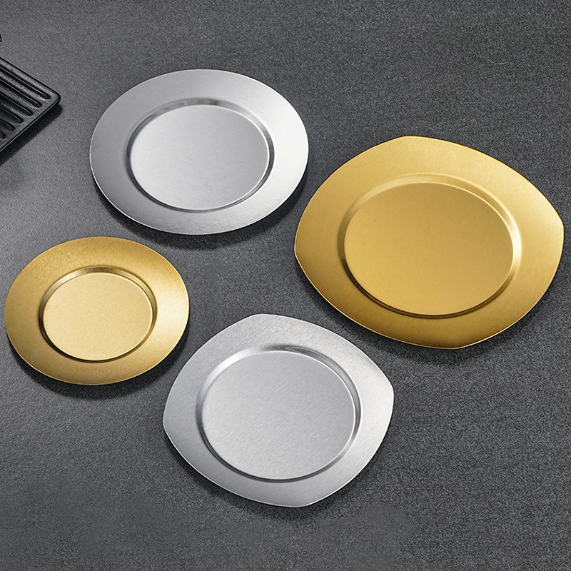 Japanese Stainless Steel Platter, Home Gold Plate, Dish Plate, Snack Plate, Commercial Barbecue Plate,  Bone Dish