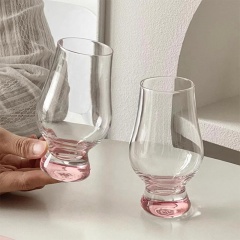 Thick Bottom Tulip Whiskey Glasses 175ml,CIRAY,Crystal Pink Color Thick Bottom Tulip Whiskey Glasses Home Modern Simple Handmade Snifter Wine Whisky Glass Set