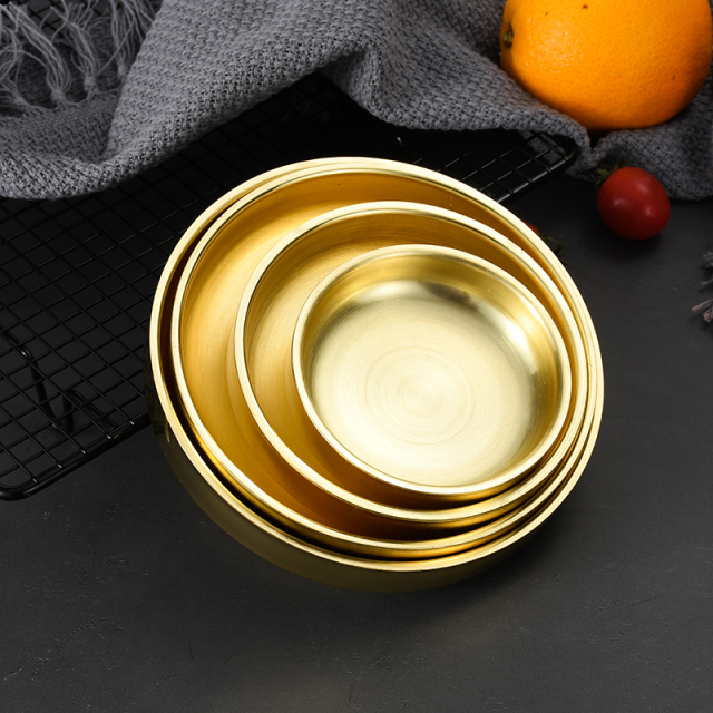 Unique Soup Bowls Shallow Rice Bowl Serving Personalized Take Away Korean Style Stainless Rice Bowl Colorful Golden Silver Dish