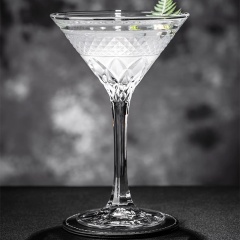 Luxury Diamond Embossed Martini Cocktail Glass 140ml,CIRAY,Luxury Flower Diamond Embossed Martini Cups Vintage Relief Goblet Crystal Champagne Cocktail Glass