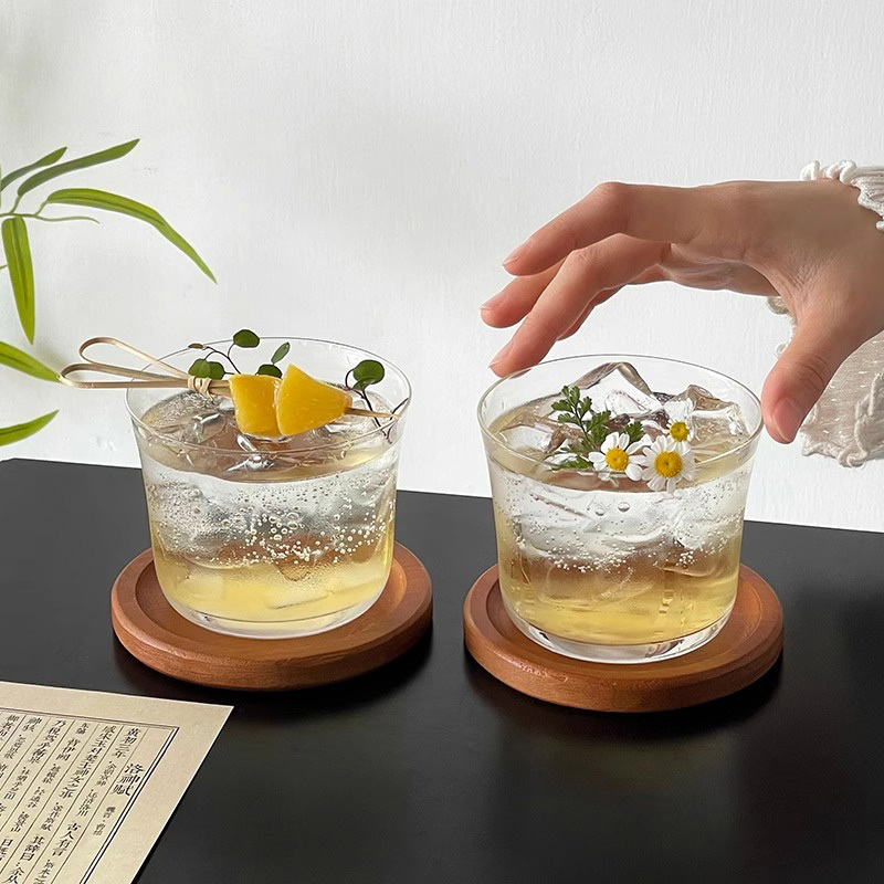 Ultra Thin Clear Stemless Classic Cocktail Glasses 300ml,CIRAY,Ultra Thin Clear Stemless Classic Cocktail Glasses with Tray for Everyday Sipping