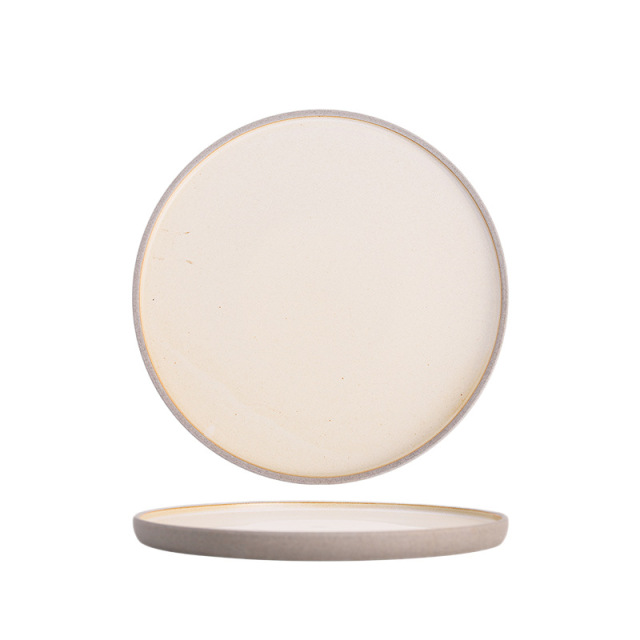 Coarse Pottery Tableware Japanese Western Food Plate Vintage Steak Plates Household Dish Plate Restaurant Hotel Pasta Plate