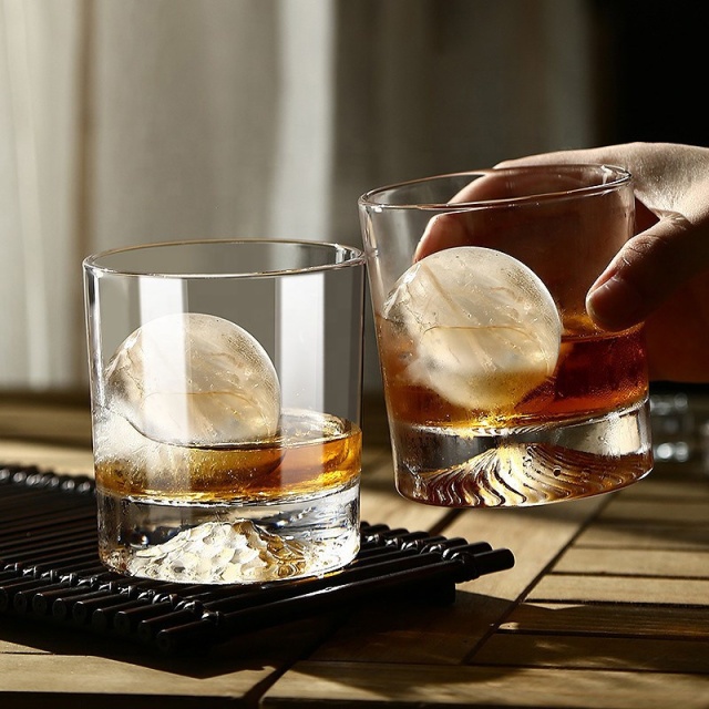 Fuji Mountain Whiskey Glasses 260ml,CIRAY,Custom Logo Crystal Fuji Mountain Thick Bottom Whiskey Glasses Bar Premium Handmade Tasting Whisky Glass