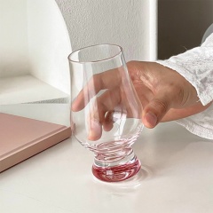 Thick Bottom Tulip Whiskey Glasses 175ml,CIRAY,Crystal Pink Color Thick Bottom Tulip Whiskey Glasses Home Modern Simple Handmade Snifter Wine Whisky Glass Set
