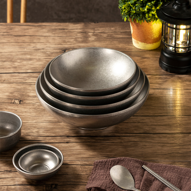 18-24cm Eco-Friendly Snowflake Gray Tableware 304 Stainless Steel Ramen Bowls Kitchen Salad Mixing Soup Bowl